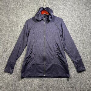 Mondetta Jacket Womens Small Full Zip Hooded Purple Stretch Thumb Holes Pockets